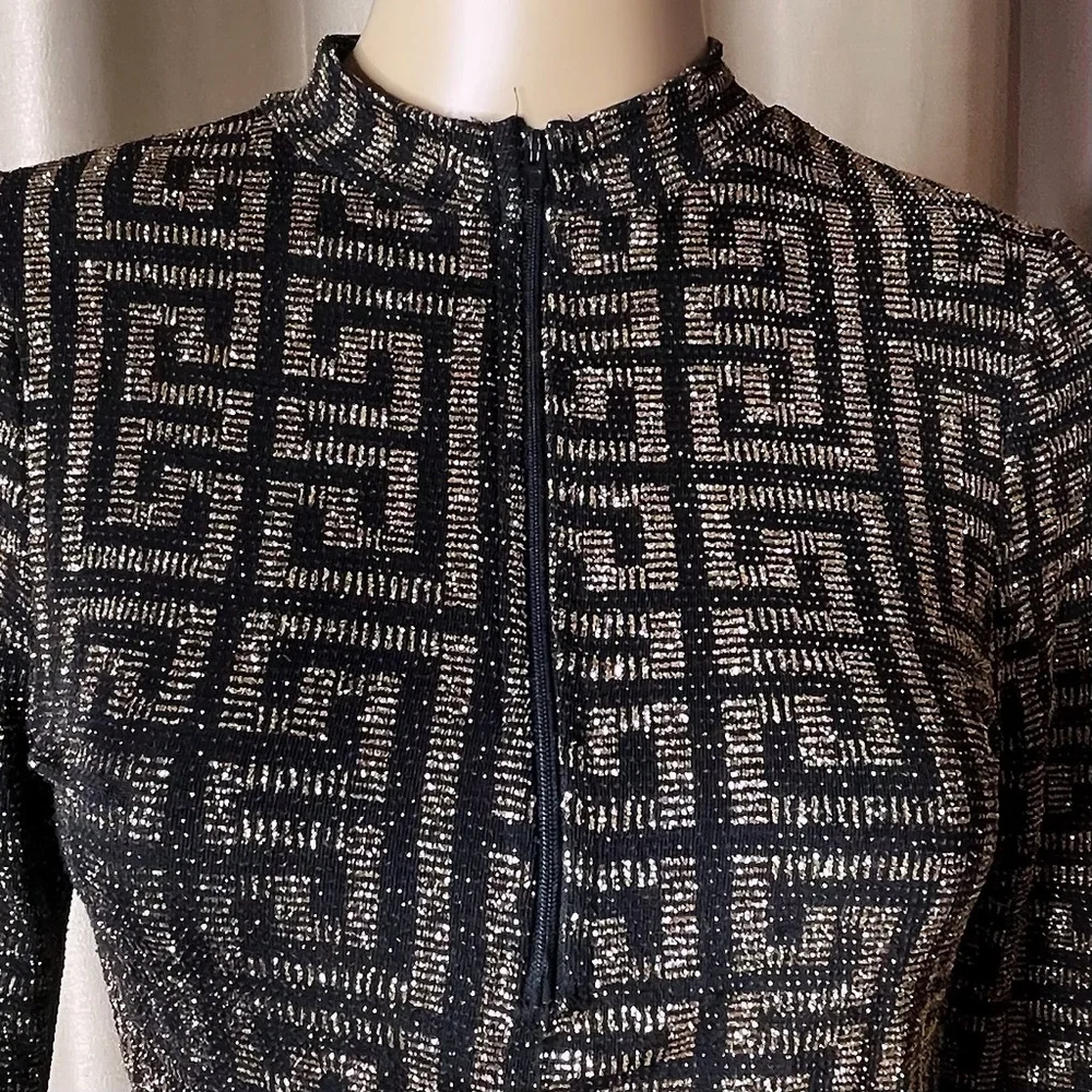 Black & Gold Midi Dress - Picture 6 of 7